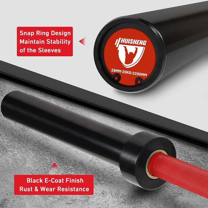 7ft Olympic Barbell for Strength Training, Olympic Weightlifting | 500 700 1000LBS Capacity, 2 Inch 45lb Weight Bar for Squat, Home Gym Fitness Equipment, Bench Press, Deadlift, Powerlifting