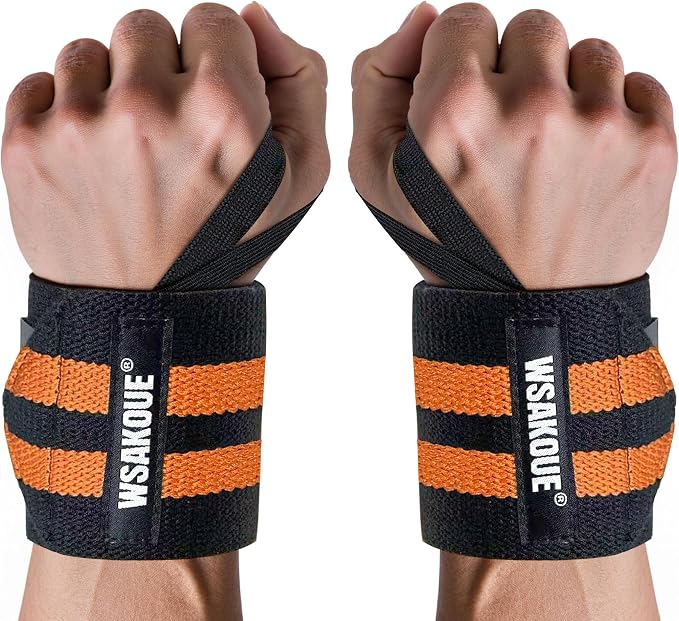WSAKOUE Weightlifting Wrist Wraps - 18" Professional Wrist Support with Heavy-Duty Thumb Loop for Powerlifting, Bench Press & Strength Training- Adjustable Gym Wrist Straps for Men & Women