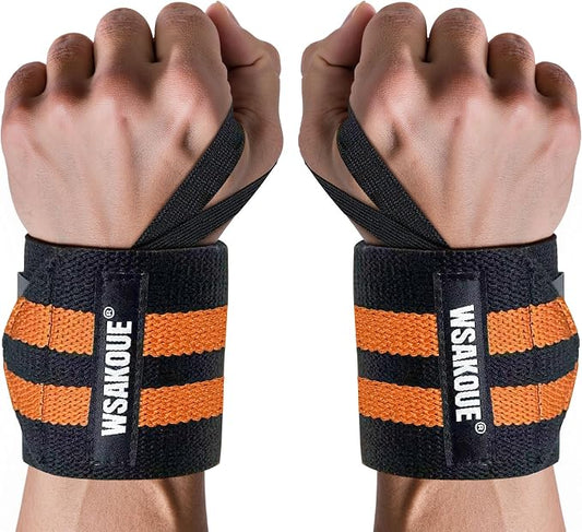 WSAKOUE Weightlifting Wrist Wraps - 18" Professional Wrist Support with Heavy-Duty Thumb Loop for Powerlifting, Bench Press & Strength Training- Adjustable Gym Wrist Straps for Men & Women