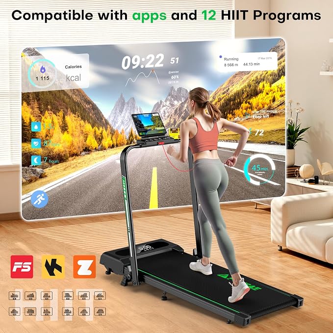 5 in 1 Foldable Treadmill, 7.5 MPH Treadmills for Home with App Compatible, Treadmill with 10% Incline, 3.0HP Brushless Drive, Remote Control and LED Display, 12 HIIT Programs, 400 LBS Capacity