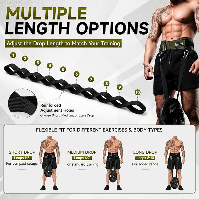 MANUEKLEAR 4-in-1 Weight Lifting Belts for Back Support, Dip Belt with 38.5 IN Rope for Weightlifting Pull Up, Weight Belt for Men Women