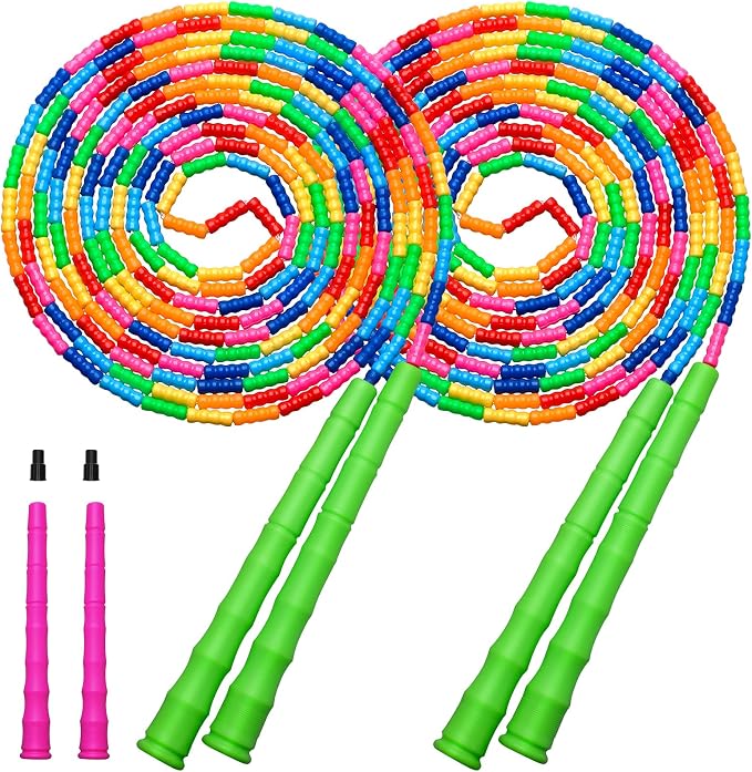 Double Dutch Jump Rope Long Jump Rope 16 FT 1 Pack/2 Pack, Adjustable Soft Beaded Diy Jump Rope for Kids Adult Long Enough for 5-6 Jumpers