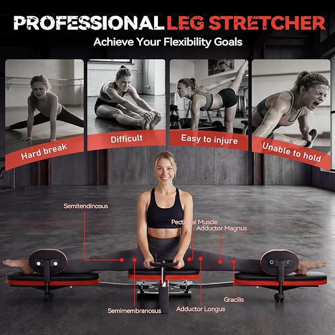 Rigel Leg Stretcher, 220LBS Leg Stretch Machine, Heavy Duty Steel Frame Equipment Splits Machine, Leg Stretching Training Machine for Home Gym Split Machine Training Fitness