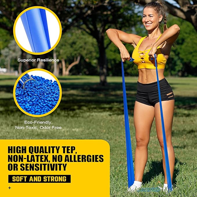 HPYGN 3 Levels Non-Latex Exercise Bands for Physical Therapy & Yoga, Professional Resistance Bands Set for Working Out, Strength Training, Pilates & Rehab, TPE Elastic Stretch Bands for Seniors, Women