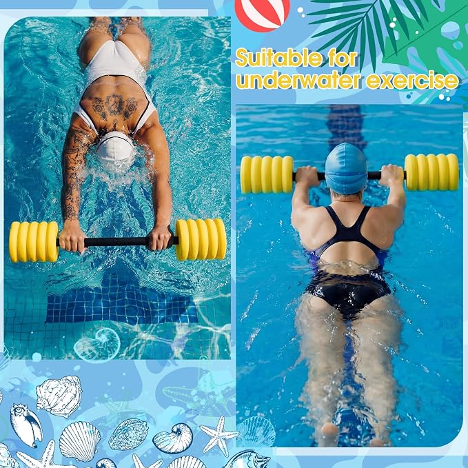 Soulchen Long Aquatic Exercise Dumbbells Pool Exercise Foam Water Weights Dumbbell Aquatic Pool Barbells with High Density EVA Foam for Swim Water Aerobics Workouts Loss
