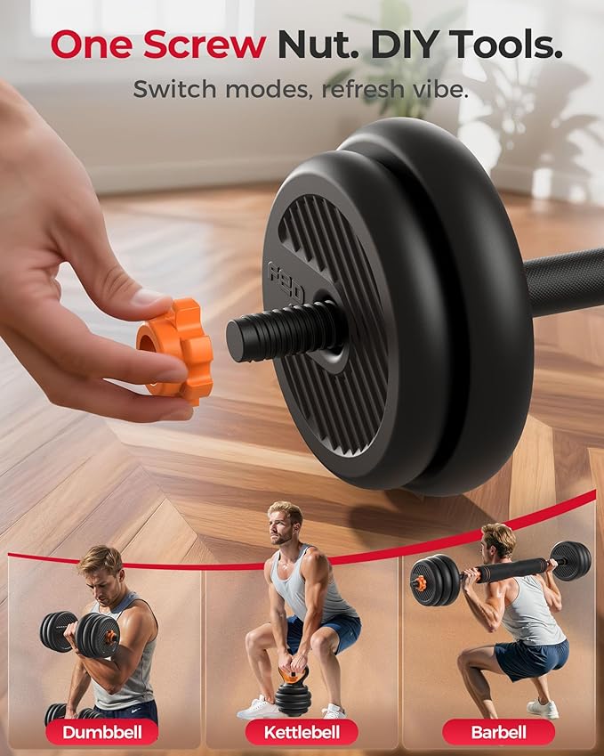 FEIERDUN DS2 Adjustable Dumbbells, 20/30/40/45/70/90lbs Free Weight Set with Connector, 5 in1 Dumbbells Set Used as Barbell, Kettlebells, Push up Stand, Weight Plate, Fitness Exercises for Home Gym Suitable Men/Women