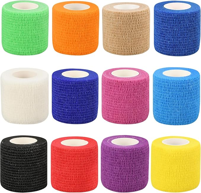 6pcs 2in Self Adhesive Bandage Wraps, 12 Colors, 5 Yard Wraps for Sports