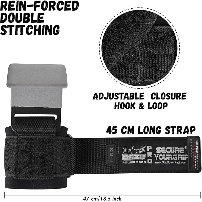 Weight Lifting Rod Hooks Heavy Duty Wrist Wraps Power Weight Lifting Training Gym Grips Straps Set of 2