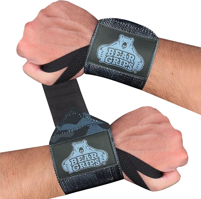 Bear Grips Wrist Wraps for Weightlifting | Weight Lifting Wrist Straps for Weightlifting | Extra Strength Gym Wrist Wraps | Two Wrist Wrap Per Pack | 12” & 18” | Lifting Wrist Wraps for Men & Women