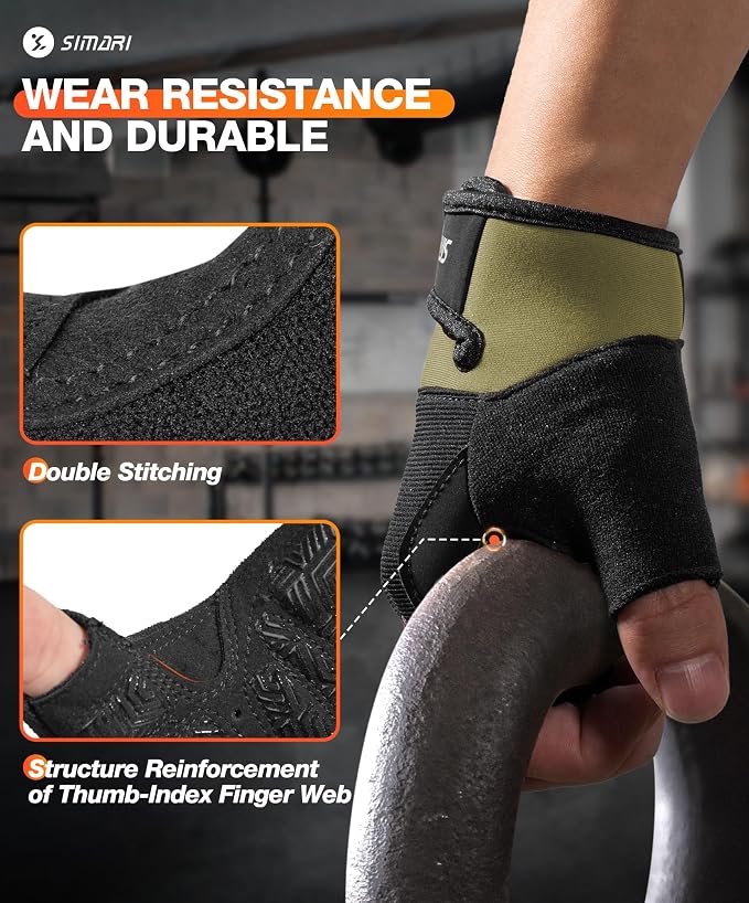 SIMARI Breathable Workout Gloves with Cushion Pad/Grip/Reduce Calluses, Weight Lifting Gloves for Gym Exercise, Cycling, Weightlifting Training, Fitness, Pilates, Kayaking, Gift for Men & Women
