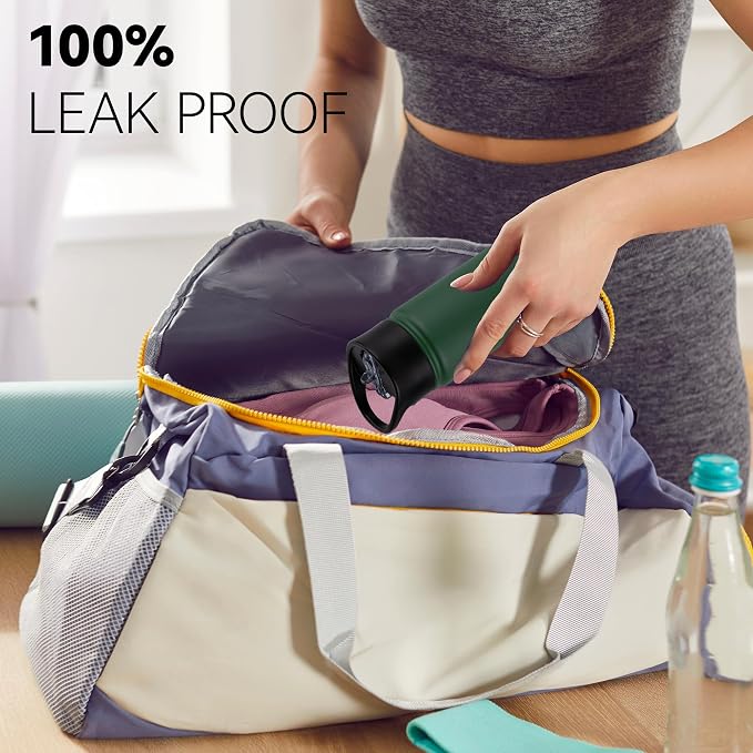 16 oz Insulated Water Bottle Bulk 4 Pack, Straw & Spout Lid, Keep Cold 24H, Spill Proof, BPA-Free, Double Wall, Stainless Steel Kids Water Bottles for School, Sports, Dark Green