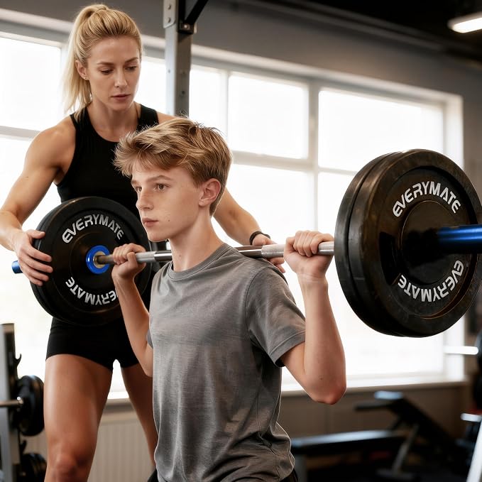 EVERYMATE 5LB Mini Barbell Bar Beginner Women Kid Barbell Total Body Workout Weighted Bar,for Strength Training, for Youth Children New Weightlifting
