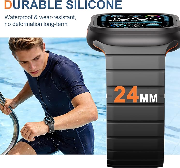 SNBLK Magnetic Band Compatible with Apple Watch Bands for Men 44mm 45mm 46mm 49mm 42mm 41mm 40mm 38mm Women, Secure Silicone Sport Loop Magnet Strap for iWatch Ultra 3 2 1 SE Series 11 10 9 8 7 6 5 4