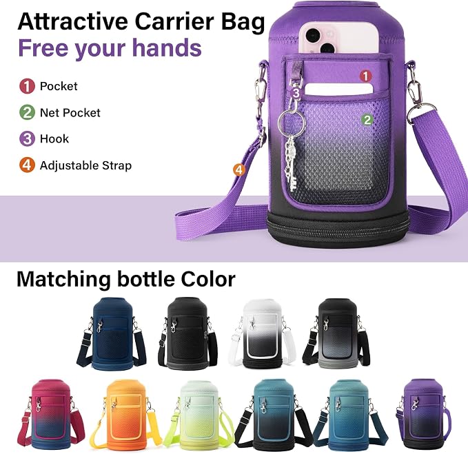 DYSANKY 1 Gallon Water Bottle Insulated | Thickened Stainless Steel Vacuum Metal Water Jug | Portable Sports Large for Gym and Hiking with Straw, Carrier Bag, Handle Strap | BPA-Free 128 oz