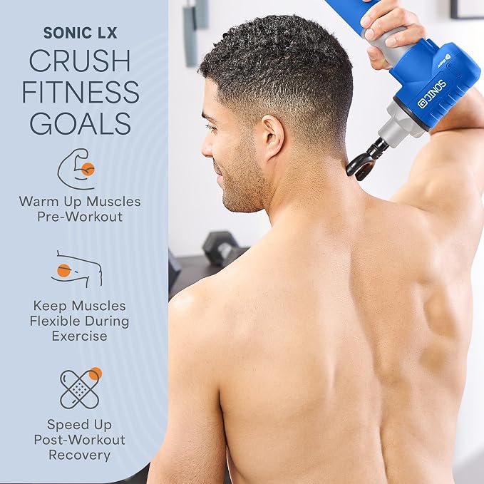 LifePro Sonic LX Percussion Massage Gun Deep Tissue with Heat & 10 Heads | 9 Speeds, 131°F Heated Tip, Carry Case, USB-C, Handheld Massage Gun with Heat Therapy & Muscle Gun for Back, Neck & Calves