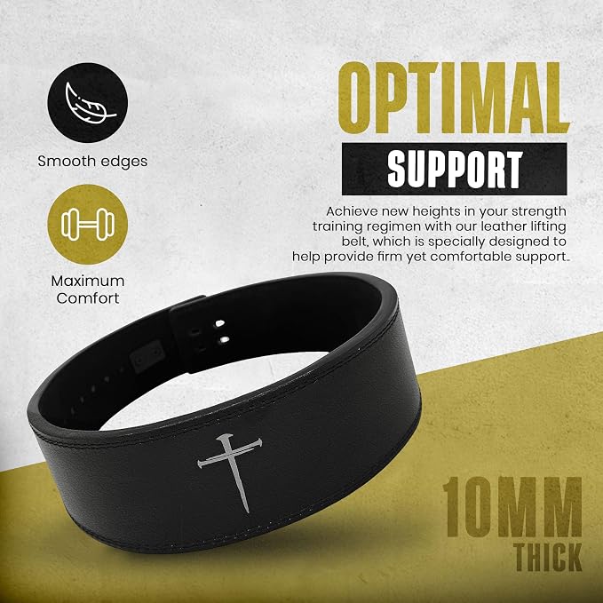 Christian Lever Weightlifting Belt 10mm | Faith Lever Weight Belt for Men, Secure Steel Lever Buckle, Durable Reinforced Thick Leather Construction, Lever Gym Belt