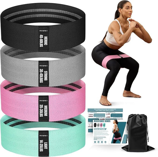 Lianjindun Booty Resistance Bands for Legs & Glutes, Non-Slip Workout Set | Exercise Bands for Working Out, Pilates, Yoga, Home Gym, Booty, Leg, Heroic/Strong/Medium/Light Fabric Loops for Women Men