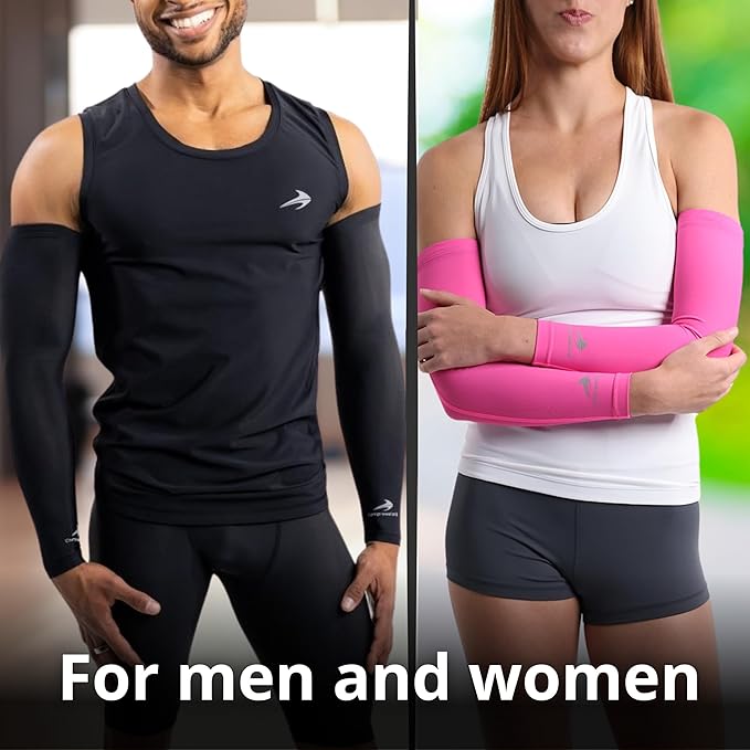 CompressionZ Compression Arm Sleeves for Men & Women| Cooling UV Sun Protection Elbow Pain Relief for All Sports and Recovery