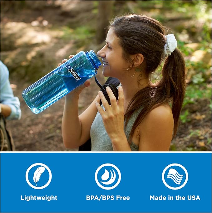 Nalgene 48 oz Wide Mouth Silo Water Bottle, Blue | BPA-Free, Durable & Lightweight, Leak Proof, Dishwasher Safe, Large Reusable Plastic Bottle for Hiking, Gym, Work & Travel