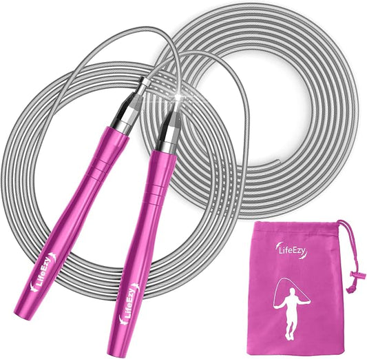 Jump Rope, High Speed Weighted Jump Rope - Premium Quality Tangle-Free - Self-Locking Screw-Free Design - Jump Ropes for Fitness - Skipping Rope for Workout Fitness, Crossfit & Home Exercises