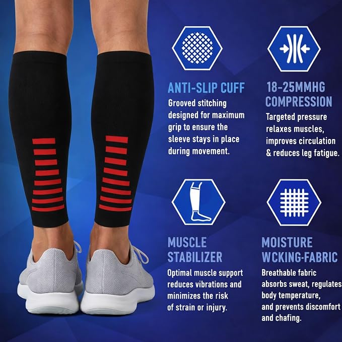 Fittest Pro Calf Compression Sleeves and Leg Wraps for Shin Splint Support, Pain Relief for Running, Basketball, Cycling