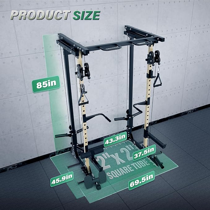 MAJOR FITNESS Drone3 Power Rack, 2500lbs Multi-Function Home Gym Squat Rack with Dual Pulley System, Pull-Up Bar & J-Hooks, Heavy-Duty Steel Frame for Maximum Stability & Strength Training