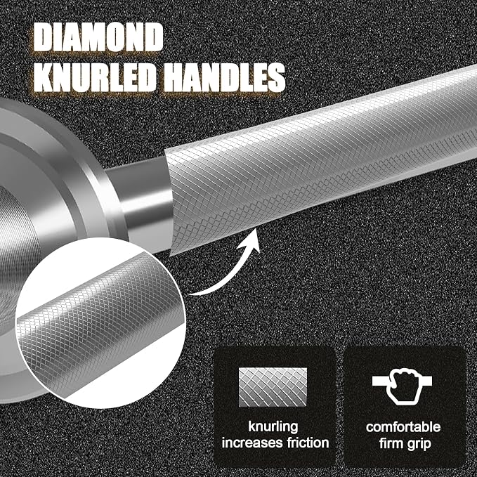 Olympic Barbell Bar 4FT, 350LB Straight Weight Lifting Bar, Fits 2-Inch Olympic Plates, Rotating Sleeves, 2 Spring Collars, Knurled Strength Training Bar for Home Gym