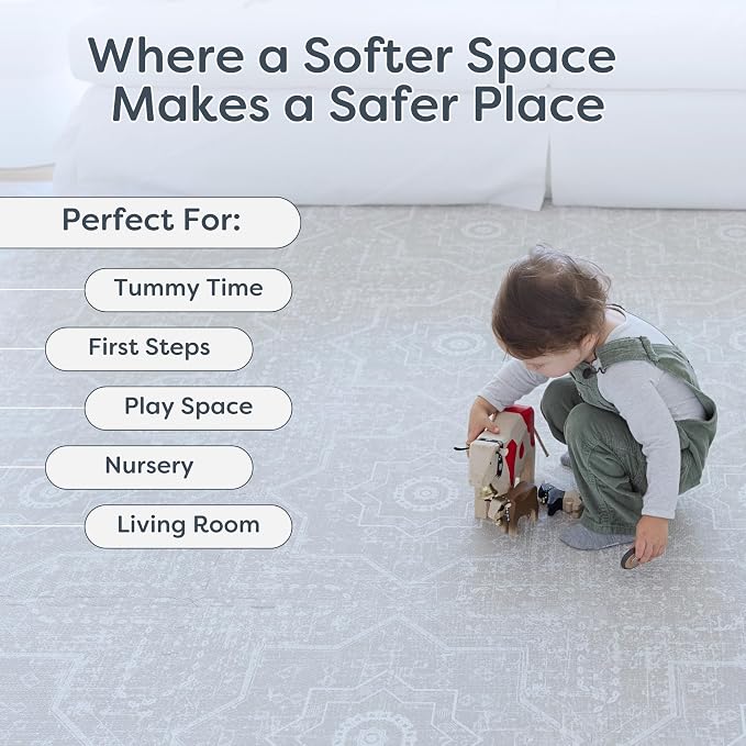 Little Landings Baby Play Mat for Floor - Layla (6x6ft) - Premium EVA Foam Play Mat for Babies & Toddlers (Ages 0-5+) - Non-Toxic Playmat for Tummy Time, Crawling & Playroom - Stylish & Comfortable