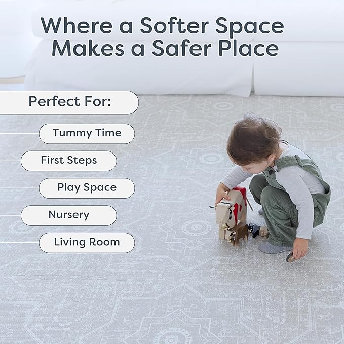Little Landings Baby Play Mat for Floor - Layla (6x8ft) - Premium EVA Foam Play Mat for Babies & Toddlers (Ages 0-5+) - Non-Toxic Playmat for Tummy Time, Crawling & Playroom - Stylish & Comfortable