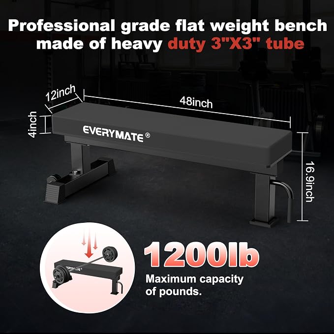 Adjustable Weight Bench, 1200LB Heavy-Duty Capacity Workout Bench with 50mm x70mm Thickened Steel Frame, Adjustment Incline Bench for Home, Gym & Professional Competition,2.1" Thickened Pad, Dual-Track Silent Wheels