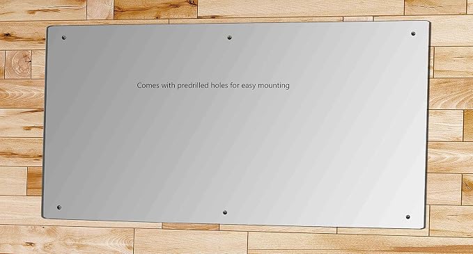 Marketing Holders 3 Pack Acrylic Mirror Sheet 24" x 48" with Hardware and Holes Plastic Rectangular Decorative Tile Glass Replacement for Gyms Yoga Dance Studios and Shoe Stores