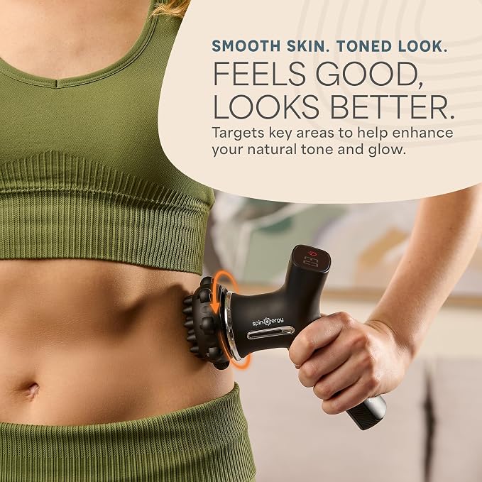 LifePro Spinergy Lymphatic Drainage Massager with 4 Rotating Heads 6 Speeds | Quiet, USB-C with Oil for Circulation Support Handheld Cellulite Massager & Body Sculpting Machine for Legs, Thighs & Stomach