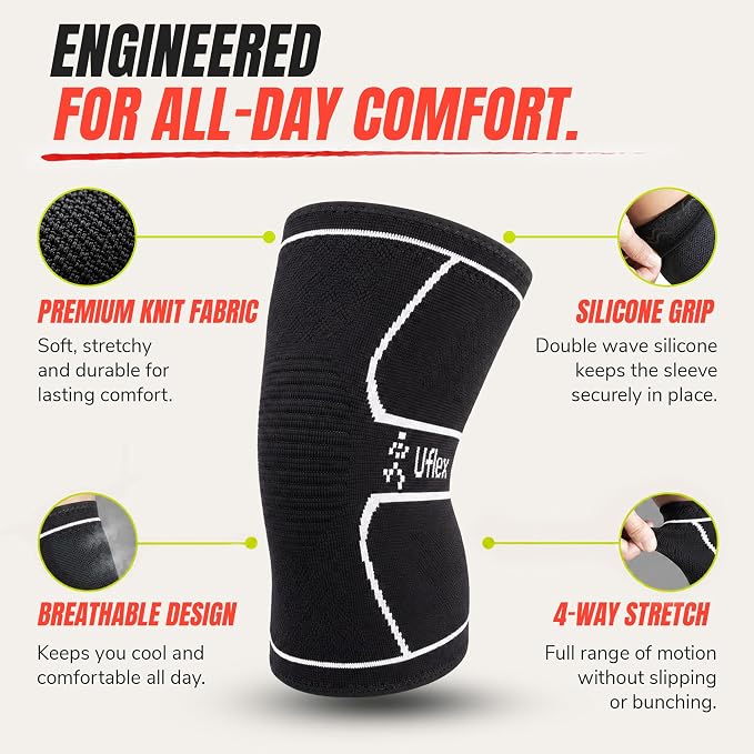 Knee Brace for Men and Women Knee Compression Sleeve Knee Support Wraps for Arthritis Joint Pain Relief, Workout, Swelling, Sports, Circulation, Running, Recovery for ACL & Meniscus Tear