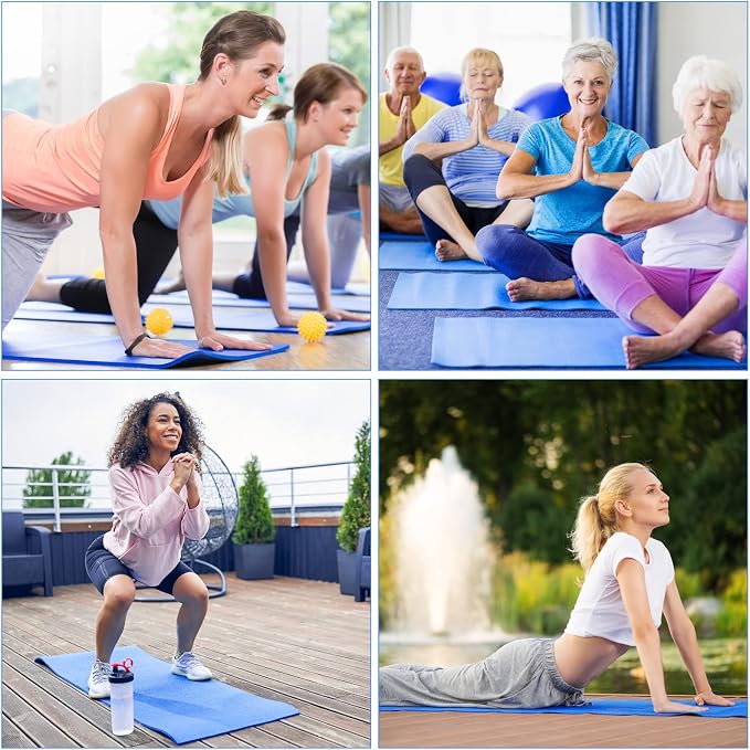 Funtery 3 mm Thin Yoga Mats Bulk, 68 x 24 Inches Lightweight PVC Exercise Mats Non Slip Workout Fitness Pads for Yoga Pilates Stretching Classes Gym Home Studio