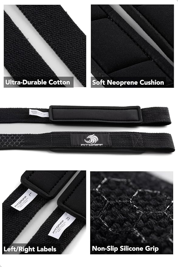Fitgriff® Lifting Wrist Straps for Weightlifting, Gym, Deadlift, Workout (Made of Premium Cotton & Padded) - Men & Women