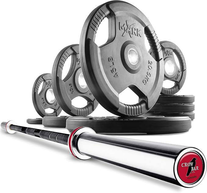 XMark TRI-GRIP Olympic Barbell Sets With The CROWBAR 7' Olympic Bar