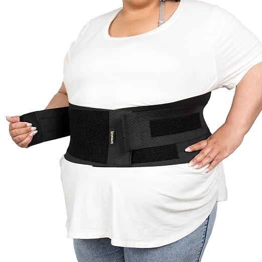 BraceUP Plus Size Back Brace for Woman and Man - Extra Large Lower Back Support with Straps and Compressions, Back Pain Relief, Abdominal Plus Size Binder (5XL 74-86 In)