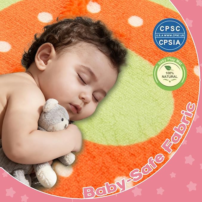 Baby Play Mat for Floor, 71'' x 59'' Thicken Foam Soft Padded Playmat for Tummy Time, Playpen Mat for Toddlers Infant Kids, Water-Repellent Coral Velvet, Non-Slip Bottom Safe for Crawling (Animal)