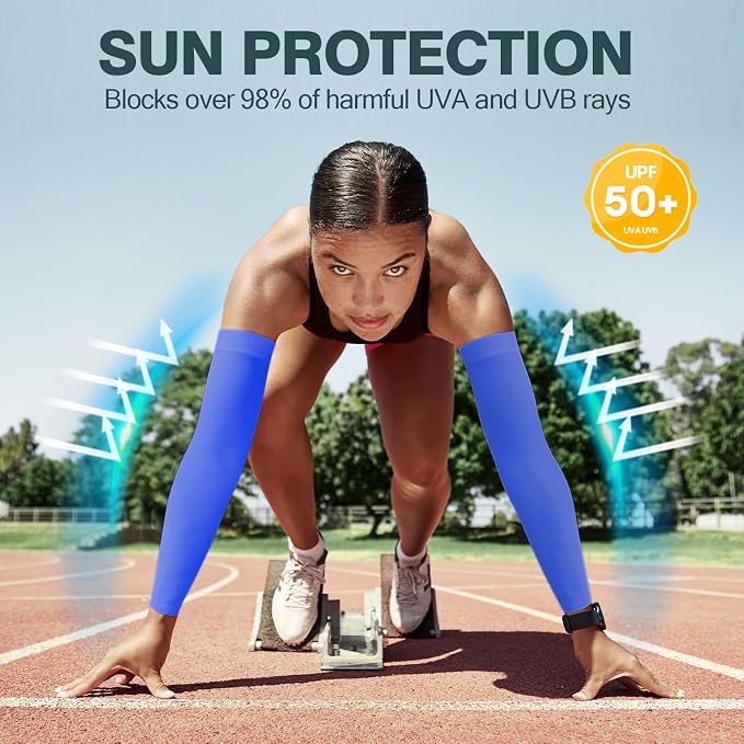 2 Pairs UV Protection Cooling Arm Sleeves Compression Sun Sleeves for Men Women Youth, Tattoo Cover Up, UPF 50