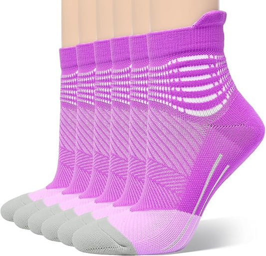 IRAMY Compression Ankle Support Socks Women Wicking Cushioned Athletic Plantar Fasciitis Relief 3/4/6 Pairs