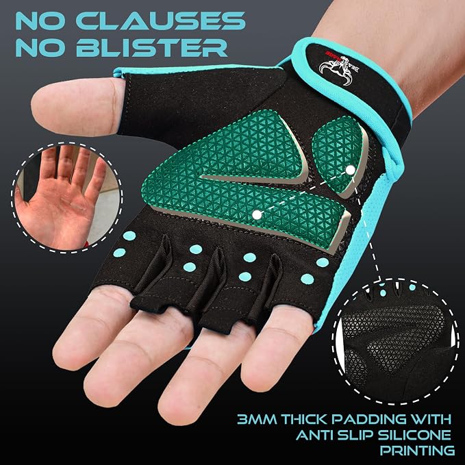 BEAST RAGE Workout Gloves for Men & Women - Fingerless Gym Gloves with Palm Protection, Breathable & Lightweight for Weightlifting, Cycling & Pull Up