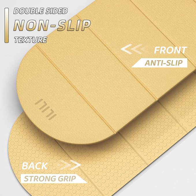 ILILI Foldable Yoga Mat-Semicircular, 10mm Thick, TPE Material, Extra Long 75"L x 26"W, Soft and Comfortable Folding Oval Mat 0.4 Inches, Easy to Carry and Store, 190*66cm Portable Multi-Functional Use for Yoga, Home Exercise & Outdoor
