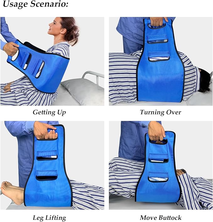 Transfer Belt Transfer Sling Padded Gait Belts with Seniors Patient Lift | Heavy Duty Gait Belt,Mobility Standing and Lifting Aid for Disabled,Elderly,Injured-Safely Move from Bed and Wheelchair(Blue)