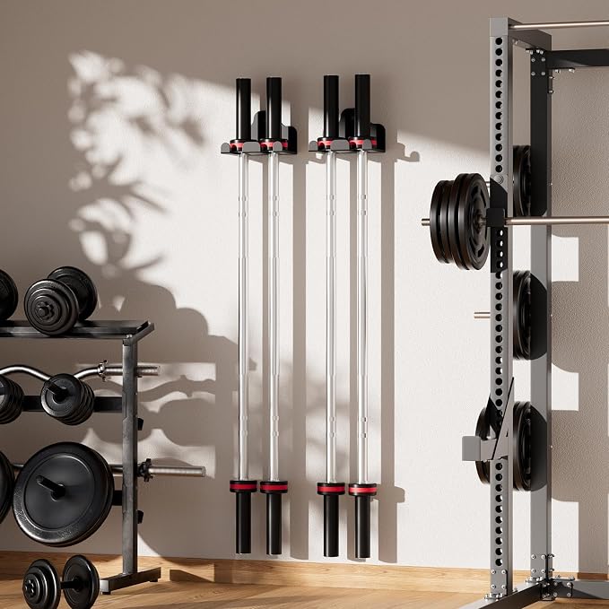 XZHXFX Barbell Wall Holder,Barbell wall Mount Hanger, | Garage Gym Bar Wall Rack,Vertical Olympic Hanger wall Mount Rack,Space Saving Gym Accessory,Holds Under 33mm Bar