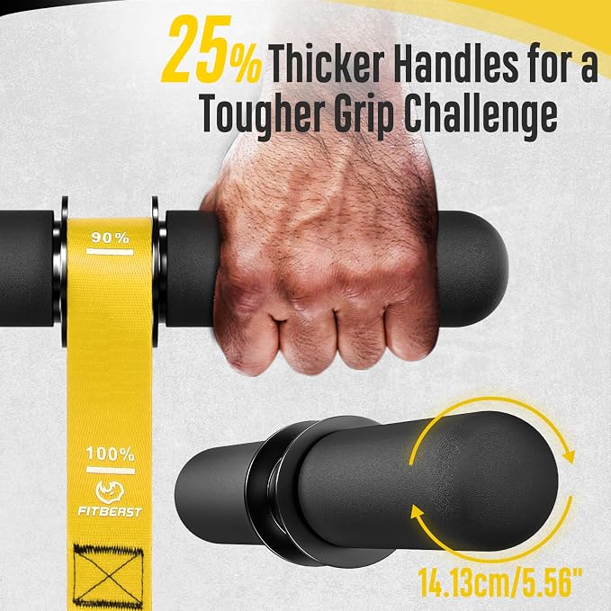 FitBeast Forearm Strengthener & Forearm Exerciser, Wrist Roller | Forearm strength trainer with thick handle and adjustable strap. Ideal for grip strength, muscle building and rehabilitation.