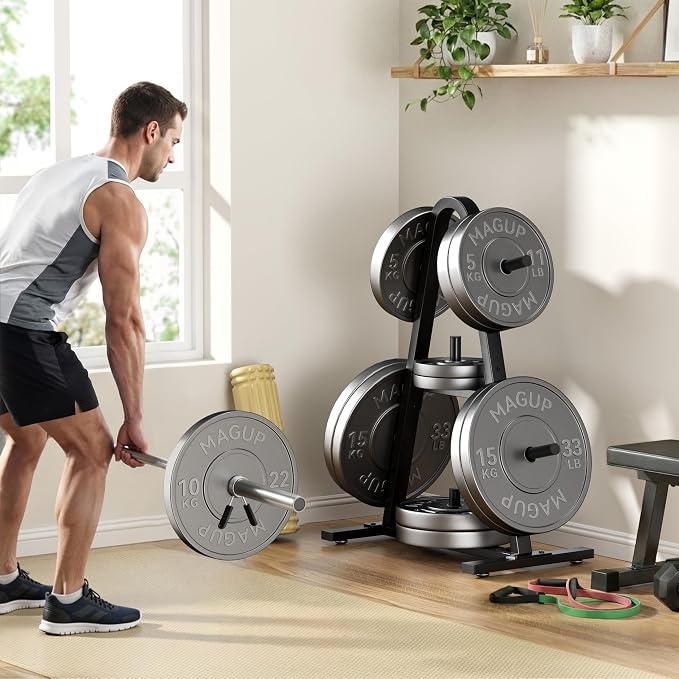 Weight Plate Rack 400LBs, Weight Tree Holder for Home Gym, Barbell & Bumper