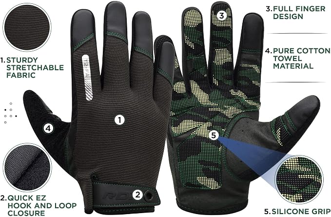 RDX Weight Lifting Gloves with Wrist Support -Touch Screen Full Finger Gym Workout, Breathable Anti Slip Padded Grip, Men Women Fitness Training, Powerlifting Bodybuilding HIIT Exercise Weightlifting