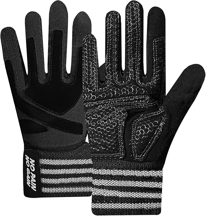 FINGER TEN Weightlifting Workout Gloves Men | Full Half Finger, Wrist Strap Support, Padded Grip, Weight Lifting Gym Fitness