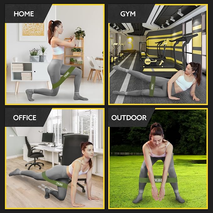 Fabric Resistance Bands for Working Out, 5-Band Set for Legs and Glutes | Booty bands for women and men, 5 resistance levels, for glute activation, hip training, squats, lunges and physical therapy