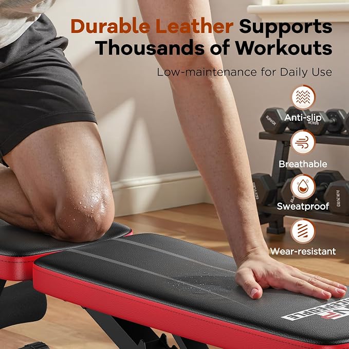 NICEPEOPLE Adjustable Weight Bench for Home Gym, 660LBS Capacity Workout Bench with 8 Backrests for Chest Shoulders Arms, Compact and Foldable Strength Bench for Small Space Apartment Room